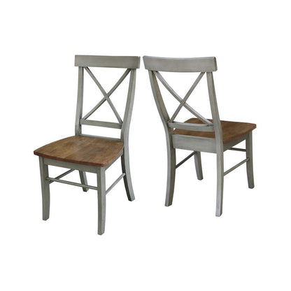 International Concepts - X-Back Chair with Solid Wood Seat in Hickory/Stone Finish (Set of 2) - C41-613P veiw 5