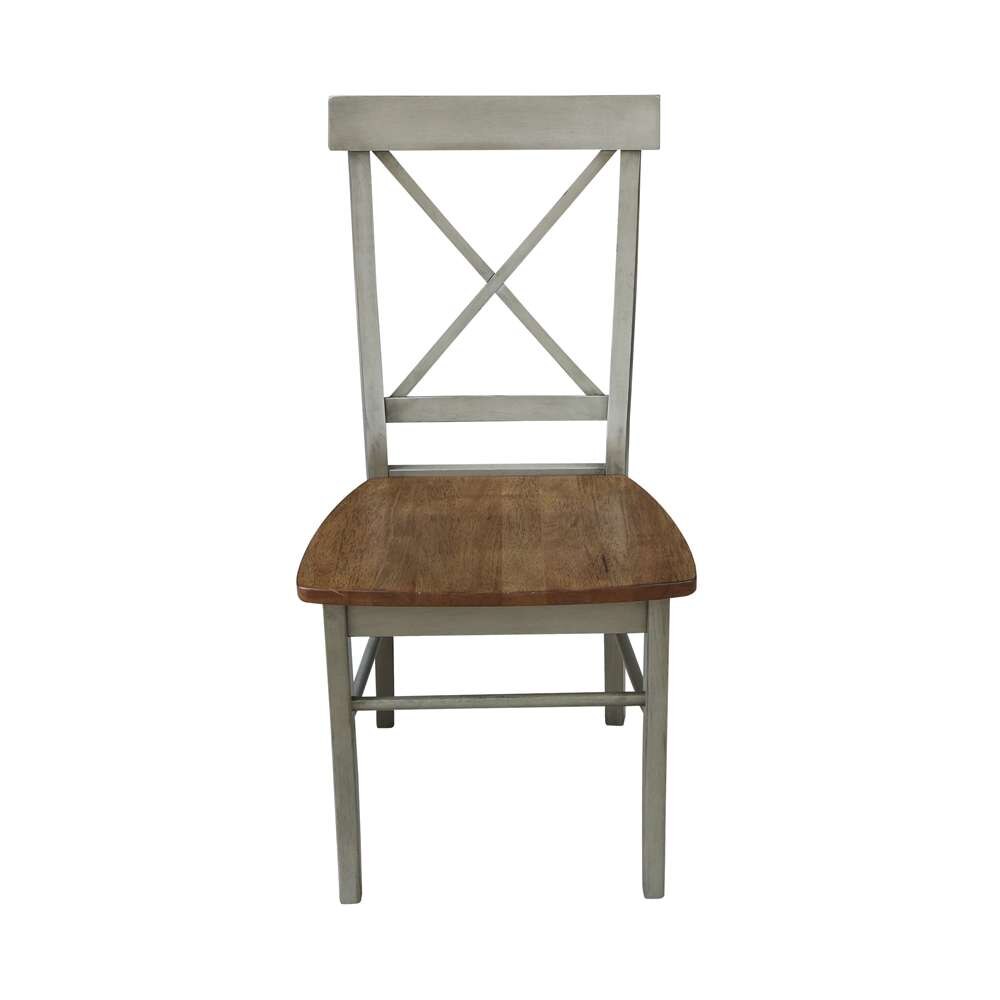 International Concepts - X-Back Chair with Solid Wood Seat in Hickory/Stone Finish (Set of 2) - C41-613P veiw 6