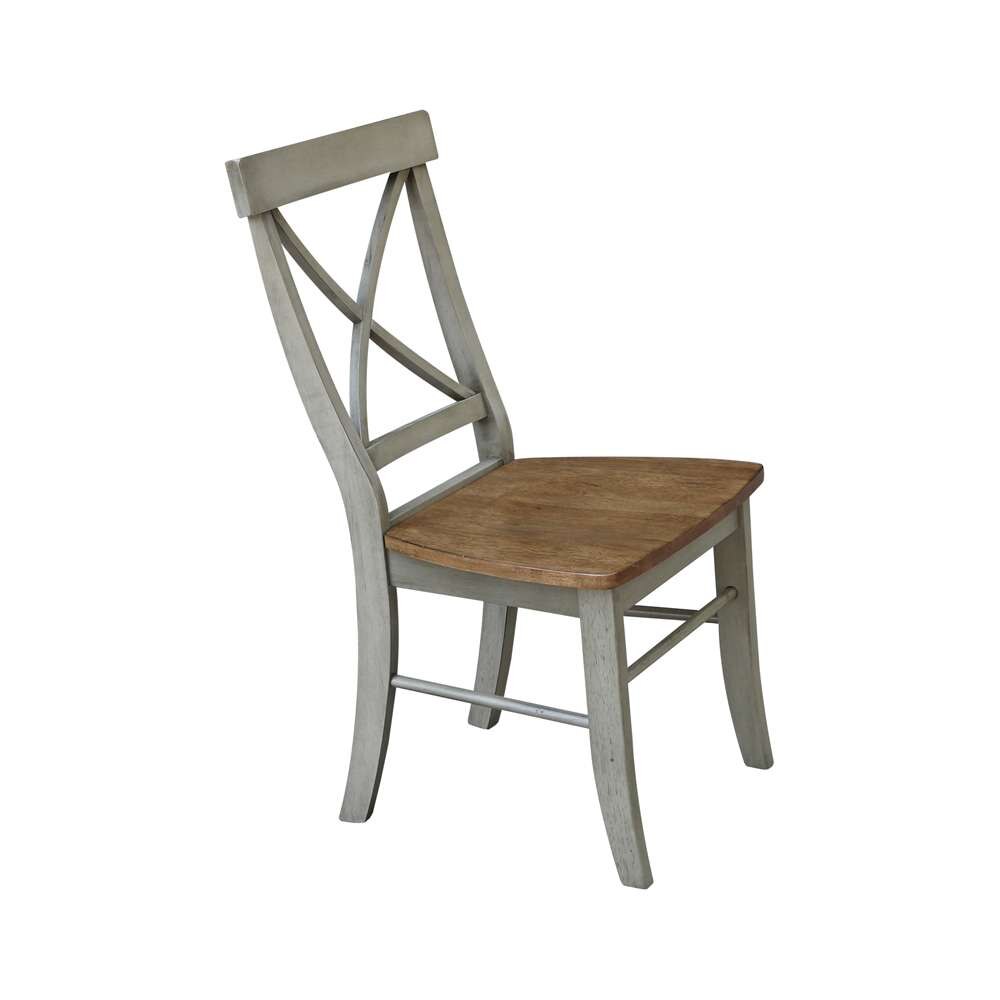 International Concepts - X-Back Chair with Solid Wood Seat in Hickory/Stone Finish (Set of 2) - C41-613P veiw 8