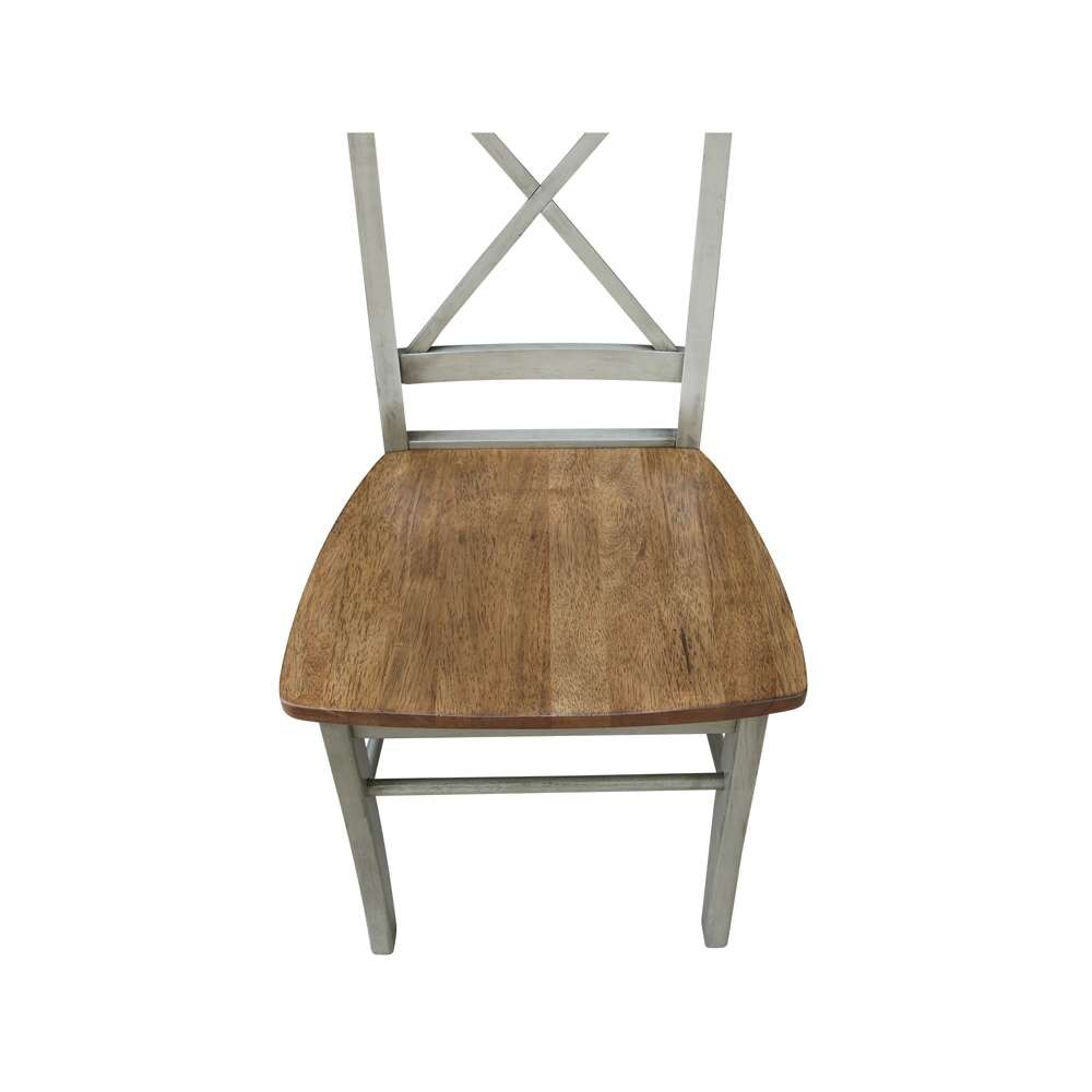 International Concepts - X-Back Chair with Solid Wood Seat in Hickory/Stone Finish (Set of 2) - C41-613P veiw 10