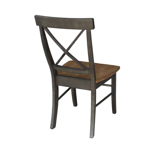 International Concepts - X-Back Chair with Solid Wood Seat in Hickory/Washed Coal Finish (Set of 2) - C45-613P veiw 2