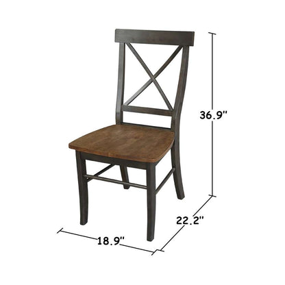 International Concepts - X-Back Chair with Solid Wood Seat in Hickory/Washed Coal Finish (Set of 2) - C45-613P veiw 3