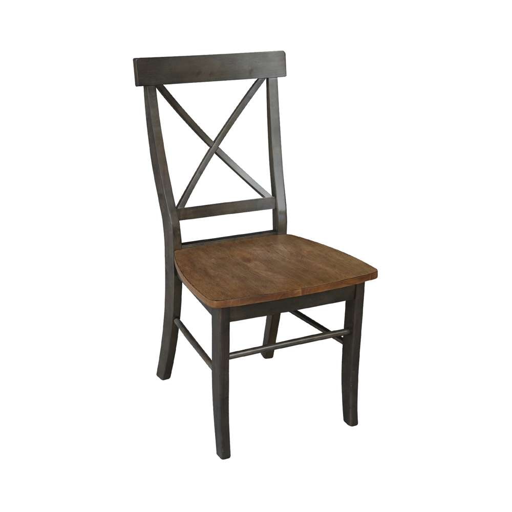 International Concepts - X-Back Chair with Solid Wood Seat in Hickory/Washed Coal Finish (Set of 2) - C45-613P veiw 4