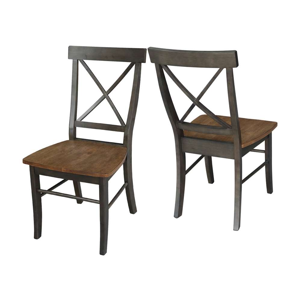 International Concepts - X-Back Chair with Solid Wood Seat in Hickory/Washed Coal Finish (Set of 2) - C45-613P veiw 5