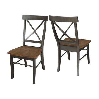 International Concepts - X-Back Chair with Solid Wood Seat in Hickory/Washed Coal Finish (Set of 2) - C45-613P veiw 5