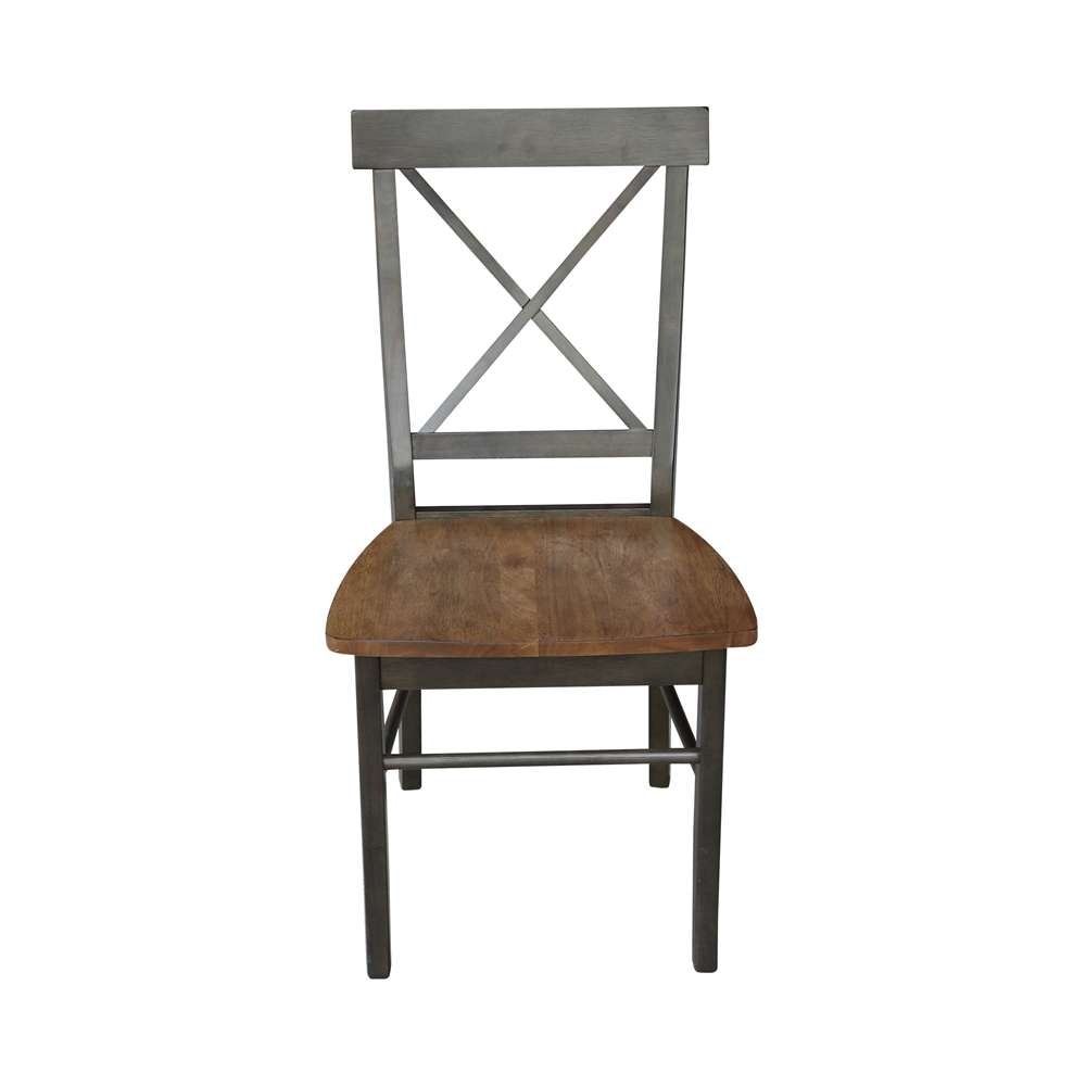 International Concepts - X-Back Chair with Solid Wood Seat in Hickory/Washed Coal Finish (Set of 2) - C45-613P veiw 6