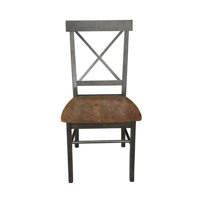 International Concepts - X-Back Chair with Solid Wood Seat in Hickory/Washed Coal Finish (Set of 2) - C45-613P veiw 6