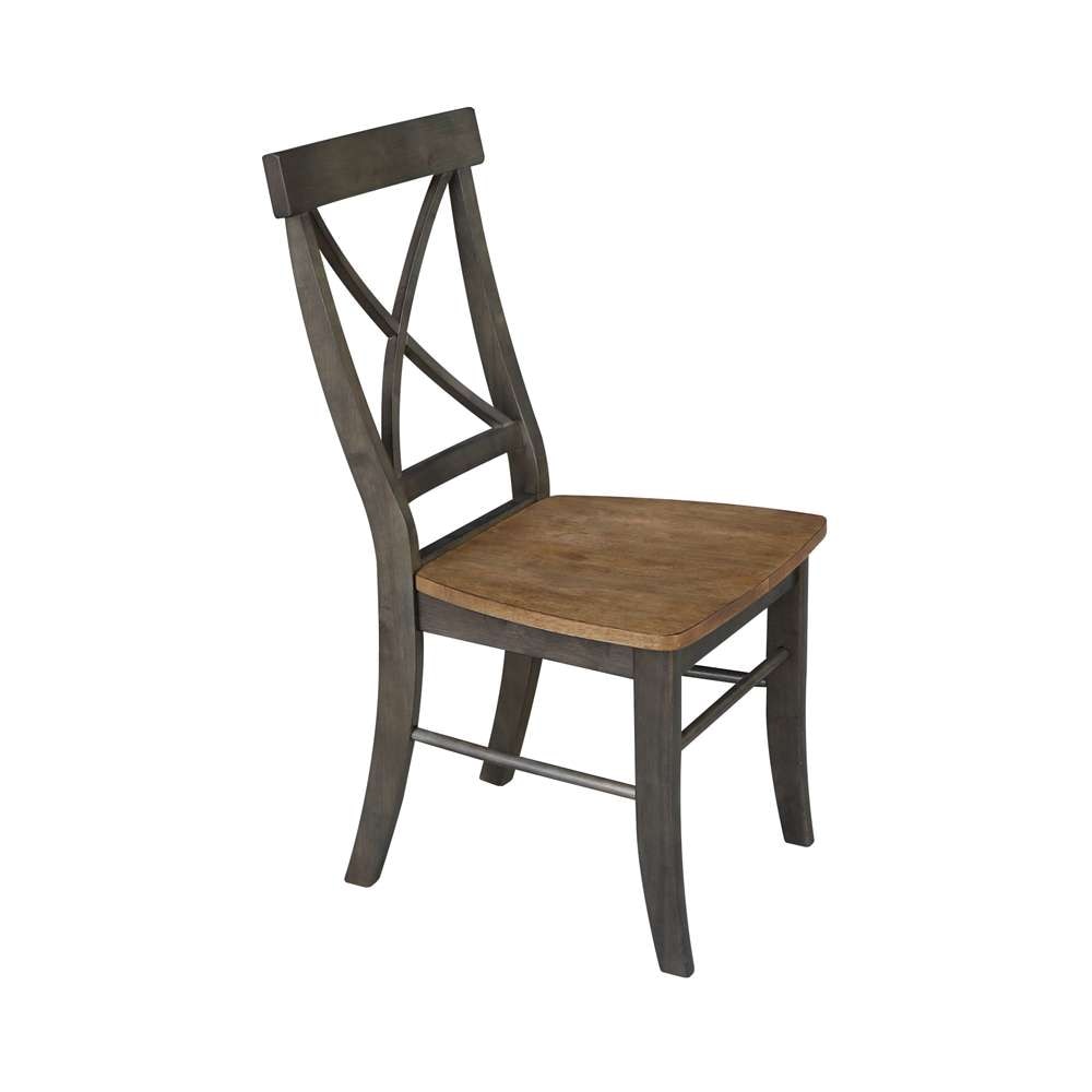 International Concepts - X-Back Chair with Solid Wood Seat in Hickory/Washed Coal Finish (Set of 2) - C45-613P veiw 7
