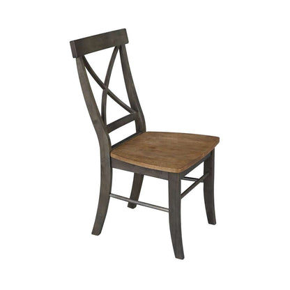 International Concepts - X-Back Chair with Solid Wood Seat in Hickory/Washed Coal Finish (Set of 2) - C45-613P veiw 7
