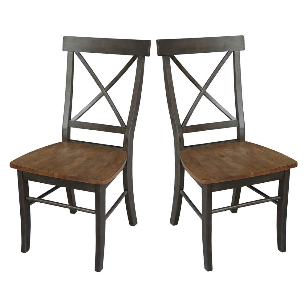 International Concepts - X-Back Chair with Solid Wood Seat in Hickory/Washed Coal Finish (Set of 2) - C45-613P veiw 8