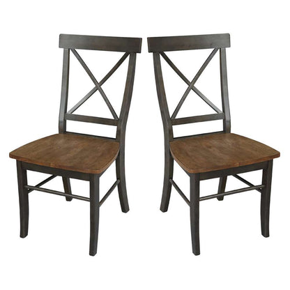 International Concepts - X-Back Chair with Solid Wood Seat in Hickory/Washed Coal Finish (Set of 2) - C45-613P veiw 8