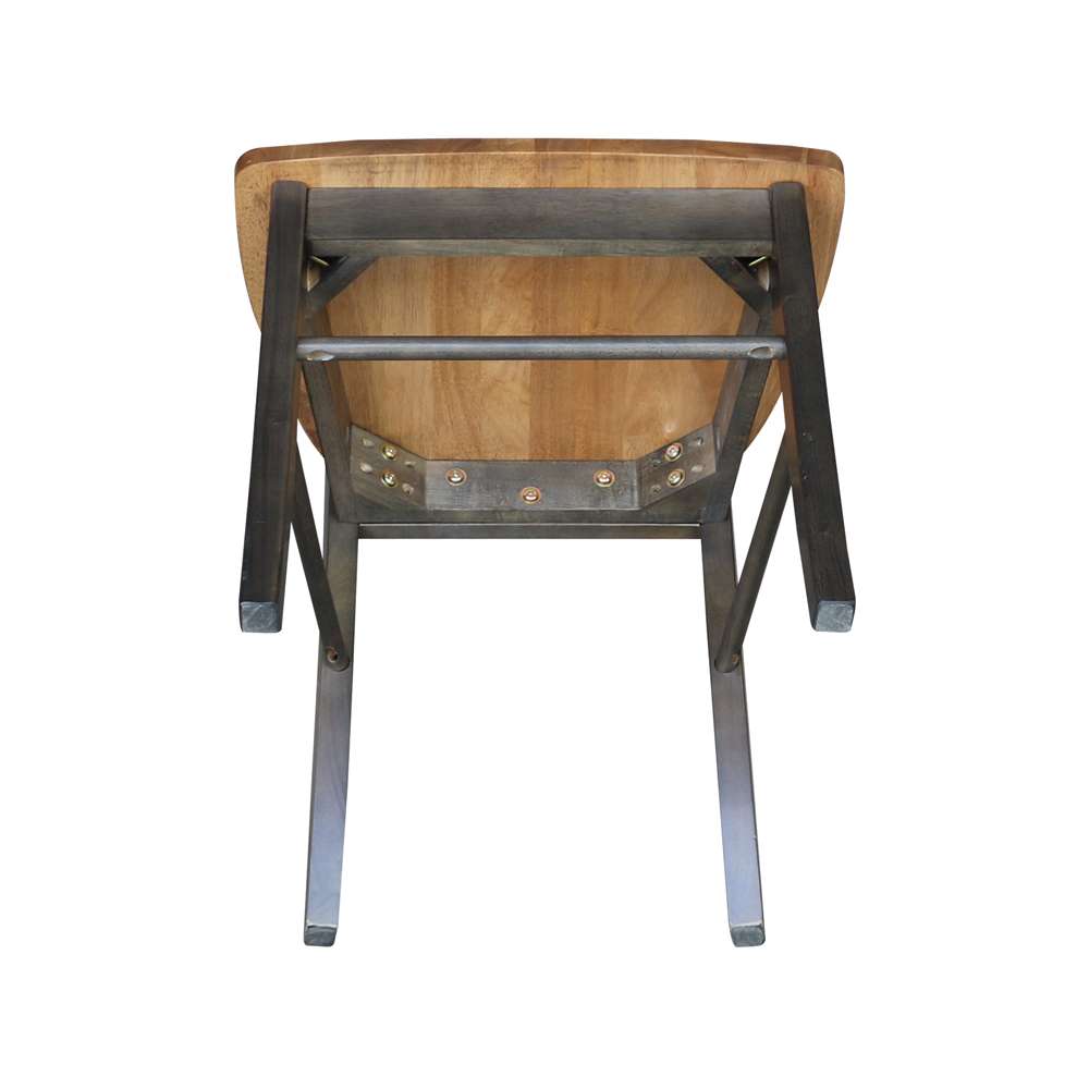 International Concepts - X-Back Chair with Solid Wood Seat in Hickory/Washed Coal Finish (Set of 2) - C45-613P veiw 9