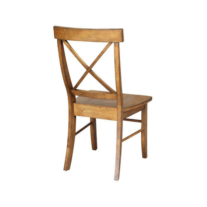 International Concepts - X-Back Chair with Solid Wood Seat in Pecan Finish (Set of 2) - C59-613P veiw 2