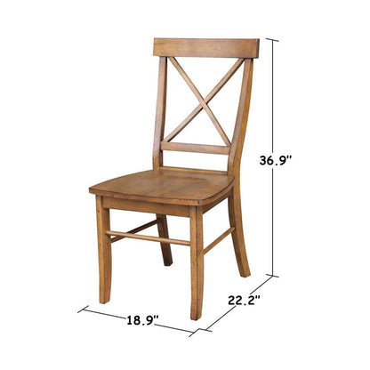International Concepts - X-Back Chair with Solid Wood Seat in Pecan Finish (Set of 2) - C59-613P veiw 3