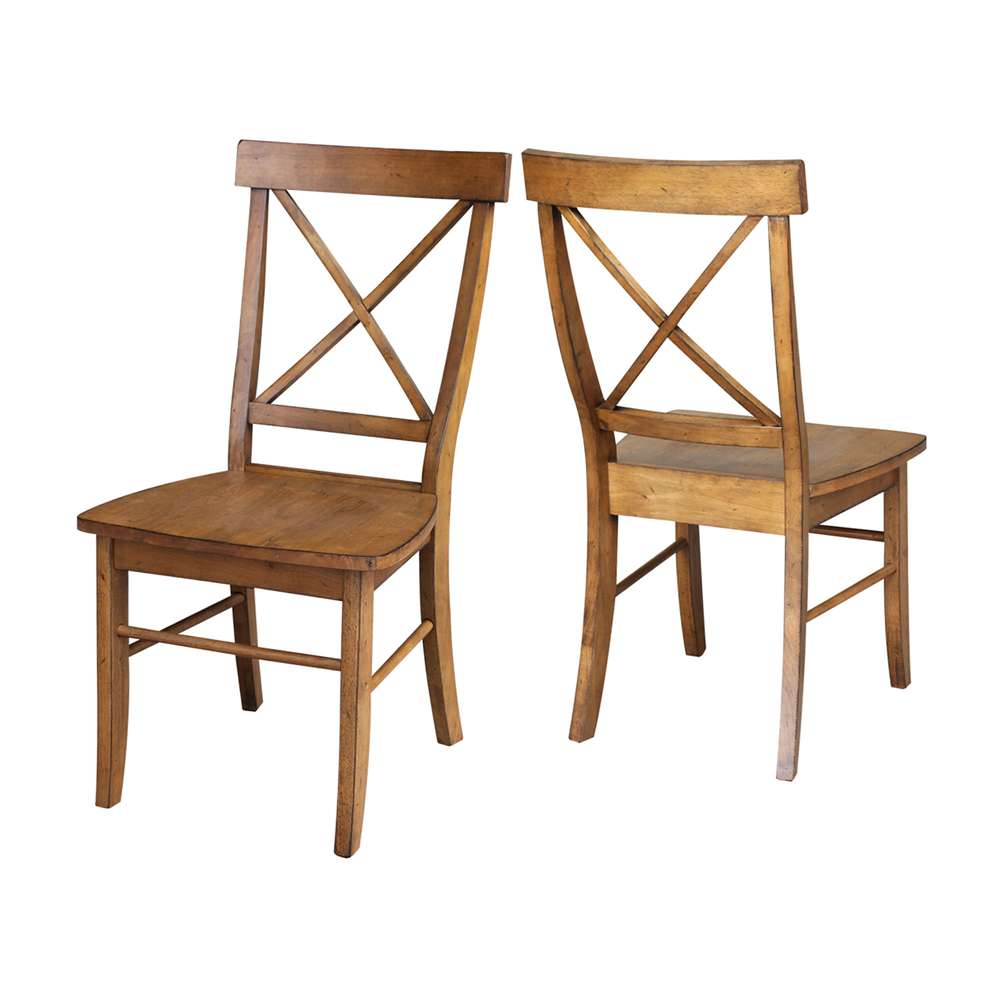 International Concepts - X-Back Chair with Solid Wood Seat in Pecan Finish (Set of 2) - C59-613P veiw 5