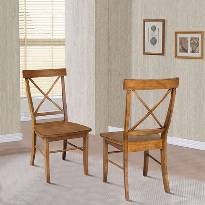 International Concepts - X-Back Chair with Solid Wood Seat in Pecan Finish (Set of 2) - C59-613P veiw 7