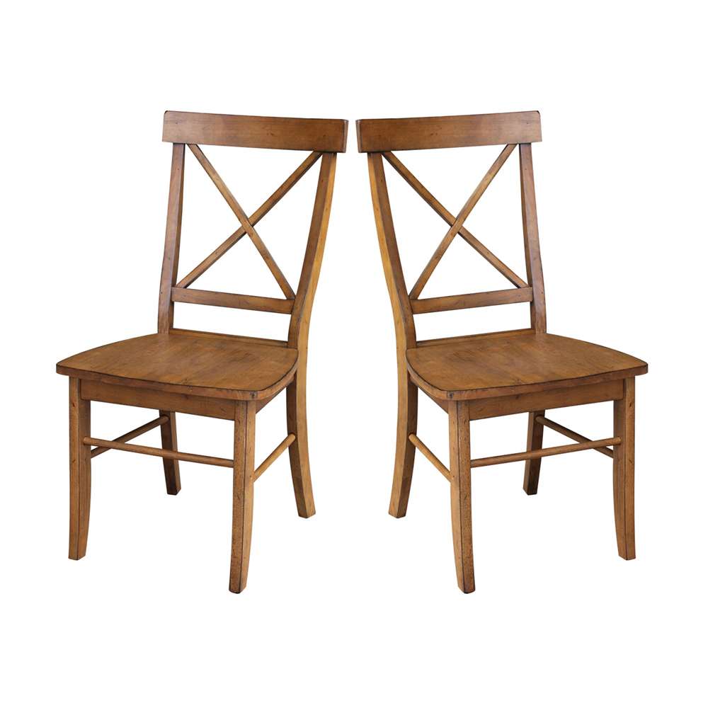 International Concepts - X-Back Chair with Solid Wood Seat in Pecan Finish (Set of 2) - C59-613P veiw 9