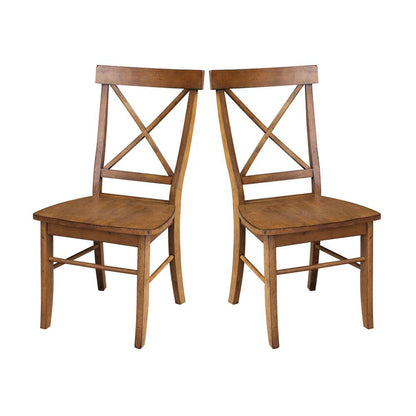 International Concepts - X-Back Chair with Solid Wood Seat in Pecan Finish (Set of 2) - C59-613P veiw 9