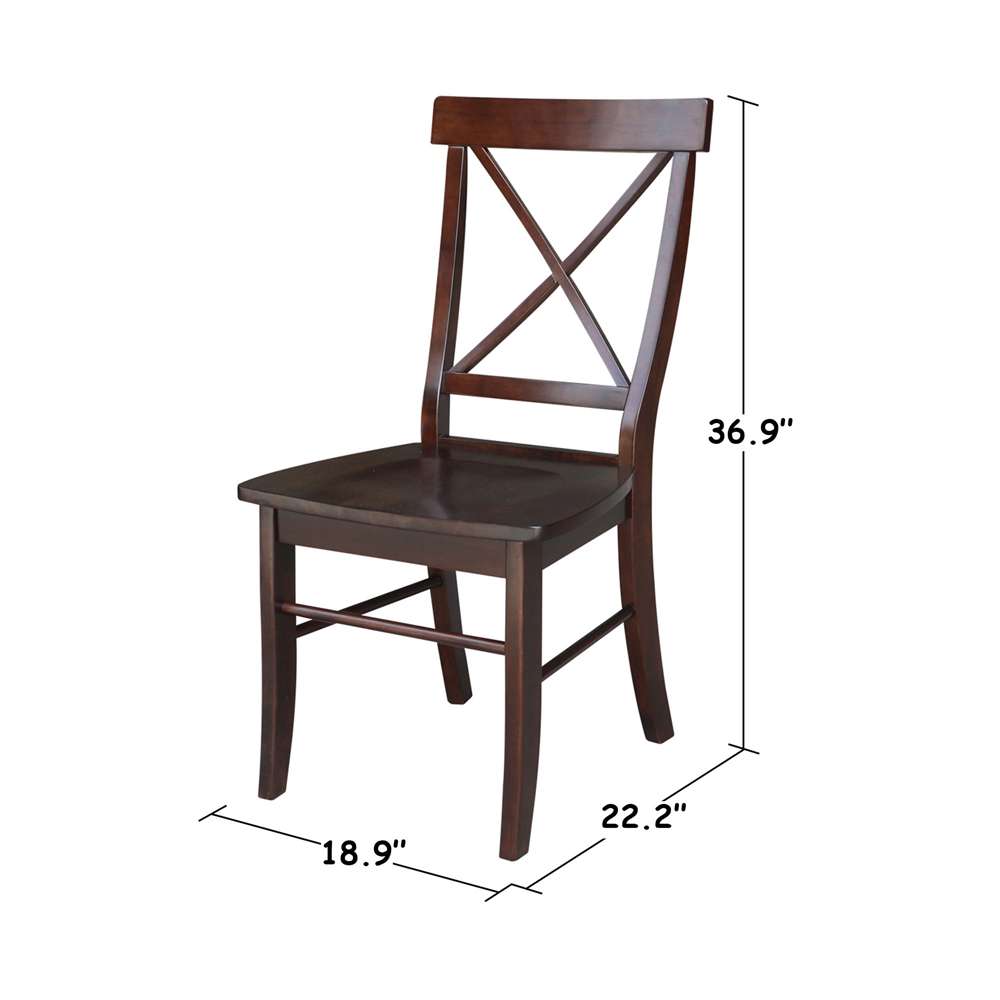 International Concepts - X-Back Chair with Solid Wood Seat in Rich Mocha Finish (Set of 2) - C15-613P veiw 3