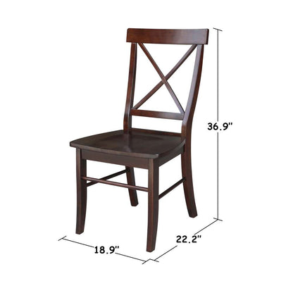 International Concepts - X-Back Chair with Solid Wood Seat in Rich Mocha Finish (Set of 2) - C15-613P veiw 3