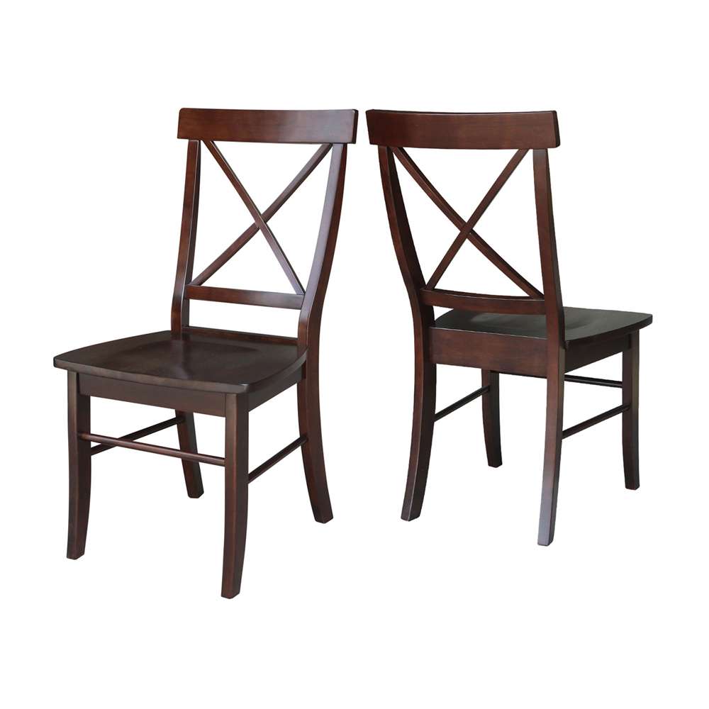 International Concepts - X-Back Chair with Solid Wood Seat in Rich Mocha Finish (Set of 2) - C15-613P veiw 5