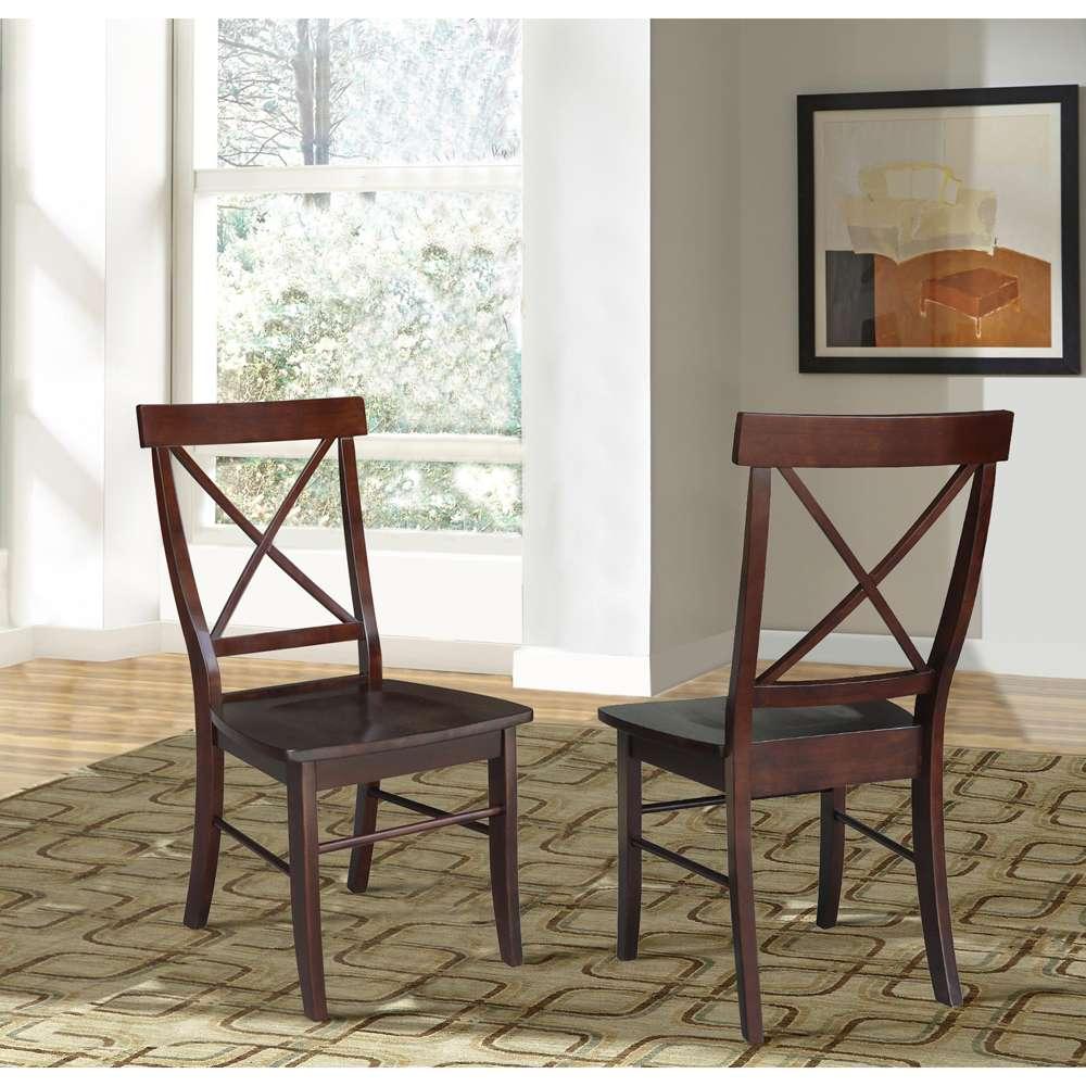 International Concepts - X-Back Chair with Solid Wood Seat in Rich Mocha Finish (Set of 2) - C15-613P veiw 7