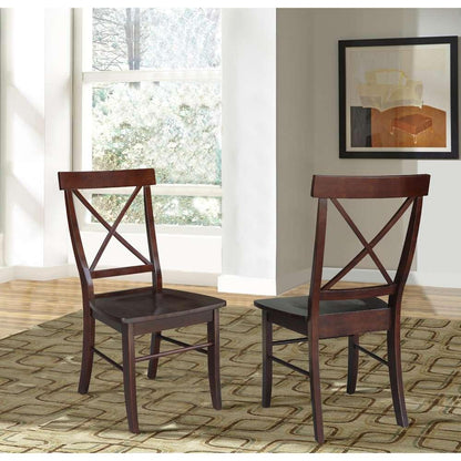 International Concepts - X-Back Chair with Solid Wood Seat in Rich Mocha Finish (Set of 2) - C15-613P veiw 7