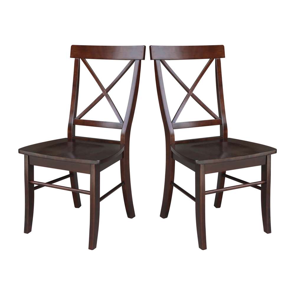 International Concepts - X-Back Chair with Solid Wood Seat in Rich Mocha Finish (Set of 2) - C15-613P veiw 9