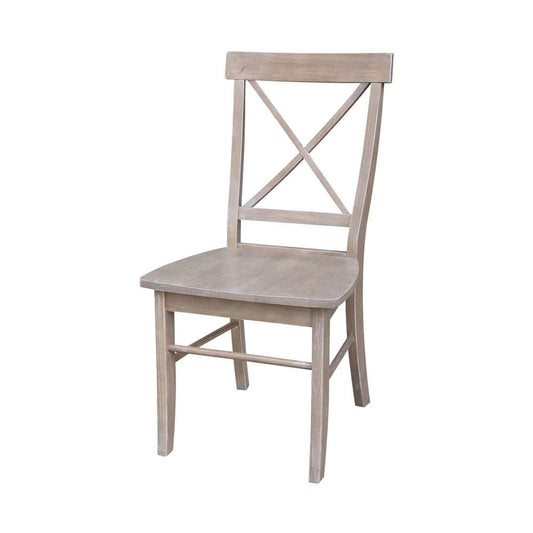 International Concepts - X-Back Chair with Solid Wood Seat in Washed Gray Taupe Finish (Set of 2) - C09-613P veiw 1