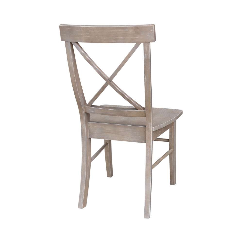 International Concepts - X-Back Chair with Solid Wood Seat in Washed Gray Taupe Finish (Set of 2) - C09-613P veiw 2