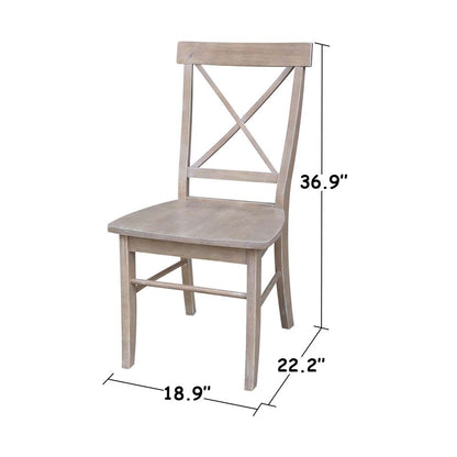 International Concepts - X-Back Chair with Solid Wood Seat in Washed Gray Taupe Finish (Set of 2) - C09-613P veiw 3