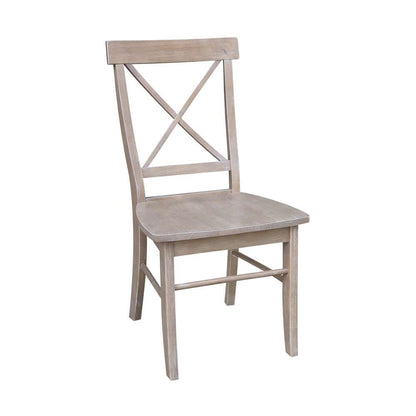 International Concepts - X-Back Chair with Solid Wood Seat in Washed Gray Taupe Finish (Set of 2) - C09-613P veiw 4