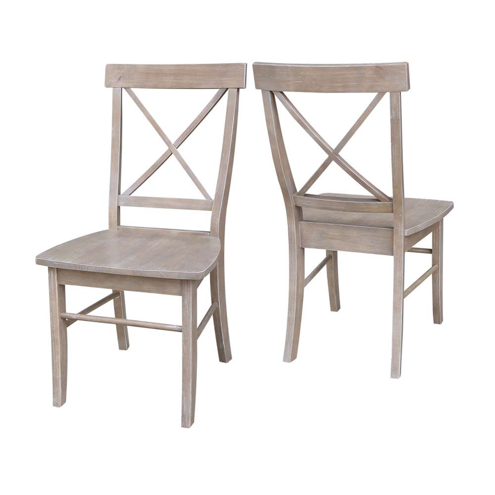 International Concepts - X-Back Chair with Solid Wood Seat in Washed Gray Taupe Finish (Set of 2) - C09-613P veiw 5