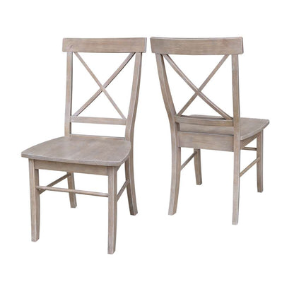 International Concepts - X-Back Chair with Solid Wood Seat in Washed Gray Taupe Finish (Set of 2) - C09-613P veiw 5