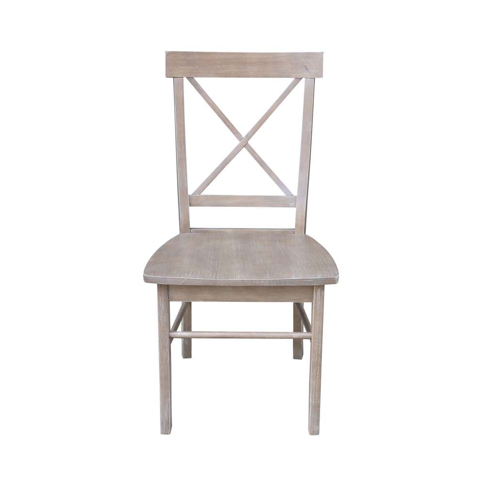 International Concepts - X-Back Chair with Solid Wood Seat in Washed Gray Taupe Finish (Set of 2) - C09-613P veiw 6