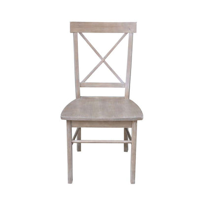 International Concepts - X-Back Chair with Solid Wood Seat in Washed Gray Taupe Finish (Set of 2) - C09-613P veiw 6