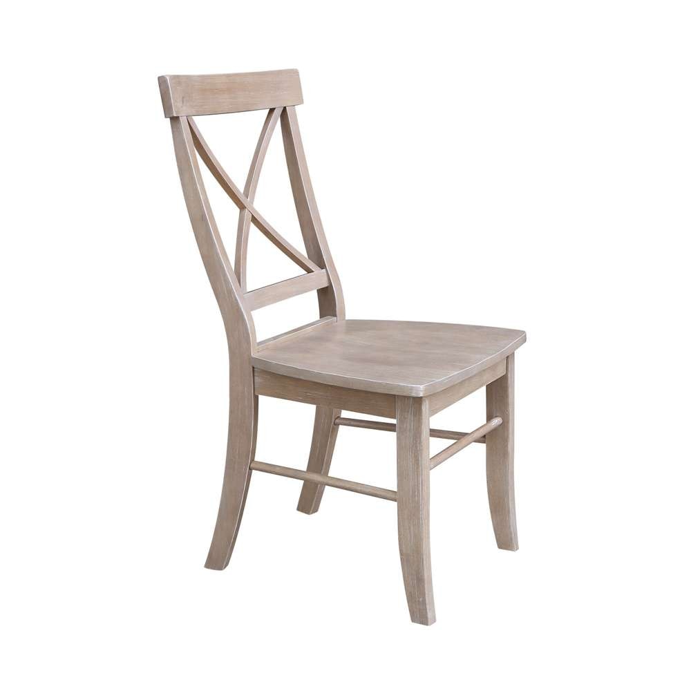 International Concepts - X-Back Chair with Solid Wood Seat in Washed Gray Taupe Finish (Set of 2) - C09-613P veiw 8