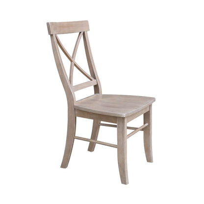 International Concepts - X-Back Chair with Solid Wood Seat in Washed Gray Taupe Finish (Set of 2) - C09-613P veiw 8