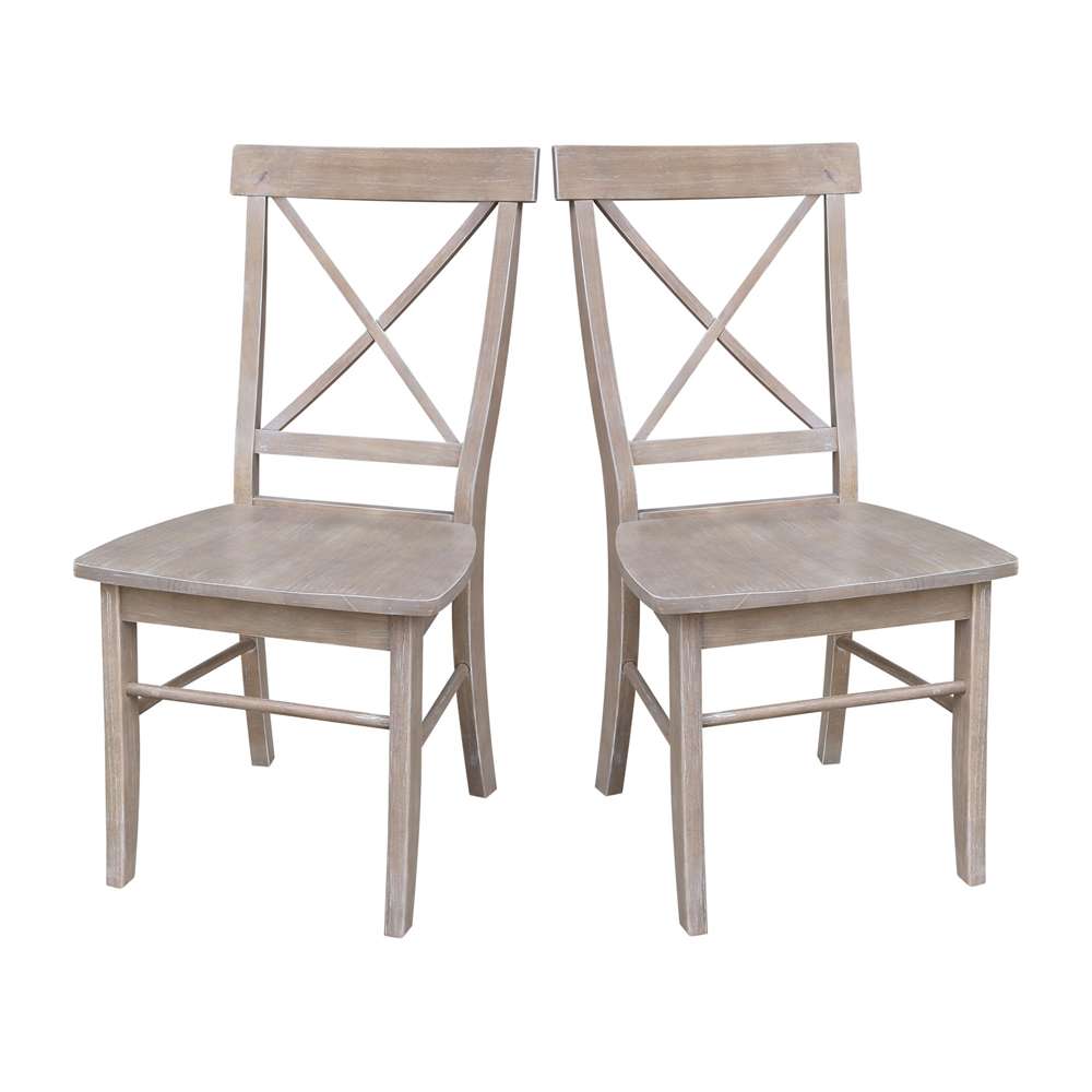 International Concepts - X-Back Chair with Solid Wood Seat in Washed Gray Taupe Finish (Set of 2) - C09-613P veiw 9