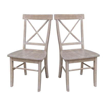 International Concepts - X-Back Chair with Solid Wood Seat in Washed Gray Taupe Finish (Set of 2) - C09-613P veiw 9