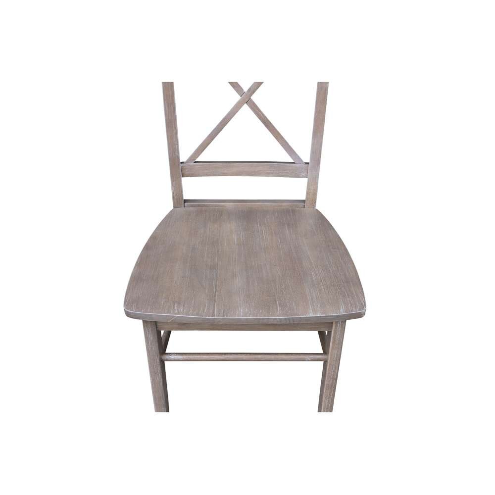 International Concepts - X-Back Chair with Solid Wood Seat in Washed Gray Taupe Finish (Set of 2) - C09-613P veiw 11