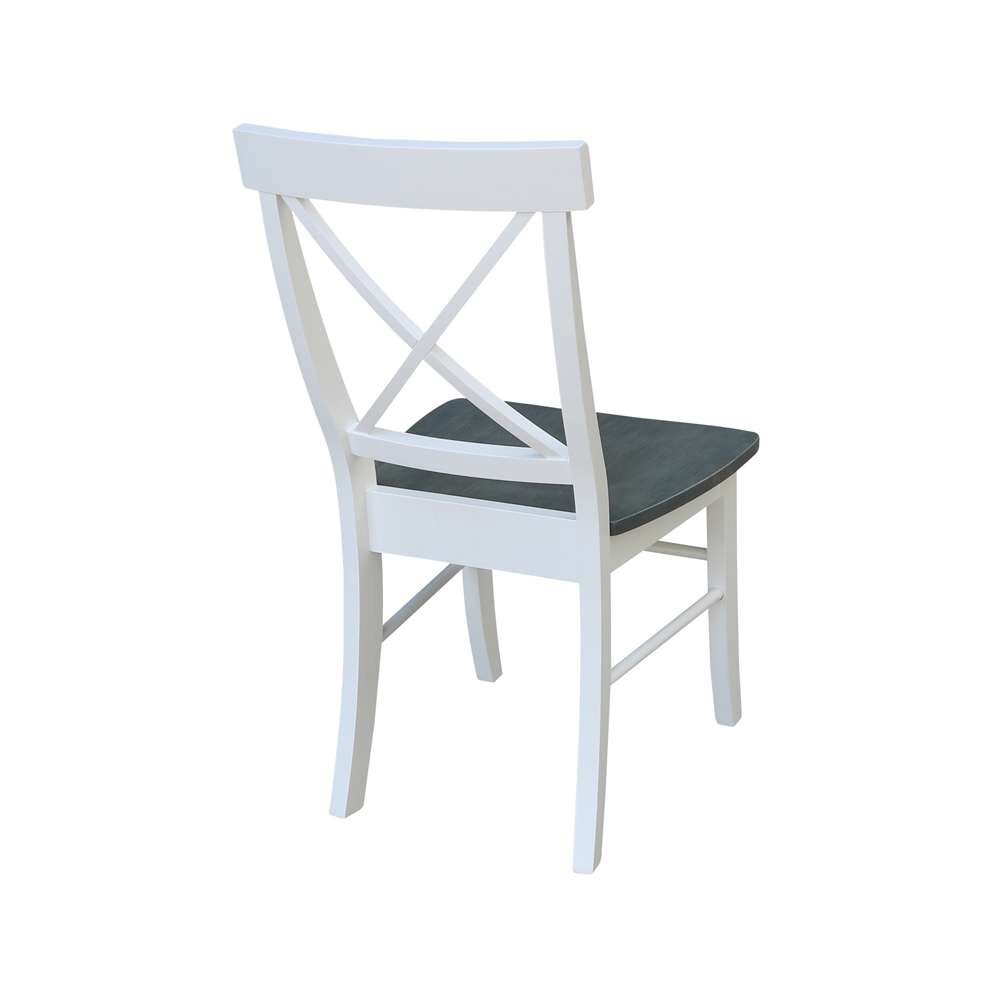International Concepts - X-Back Chair with Solid Wood Seat in White/Heather Gray Finish (Set of 2) - C05-613P veiw 2