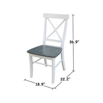 International Concepts - X-Back Chair with Solid Wood Seat in White/Heather Gray Finish (Set of 2) - C05-613P veiw 3