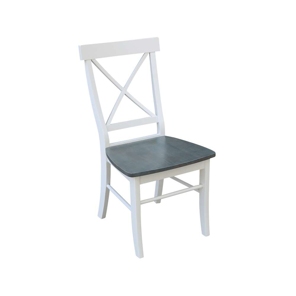International Concepts - X-Back Chair with Solid Wood Seat in White/Heather Gray Finish (Set of 2) - C05-613P veiw 4