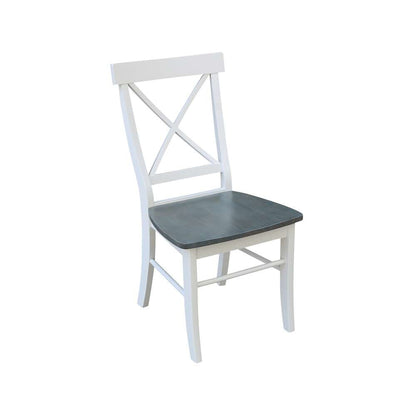 International Concepts - X-Back Chair with Solid Wood Seat in White/Heather Gray Finish (Set of 2) - C05-613P veiw 4