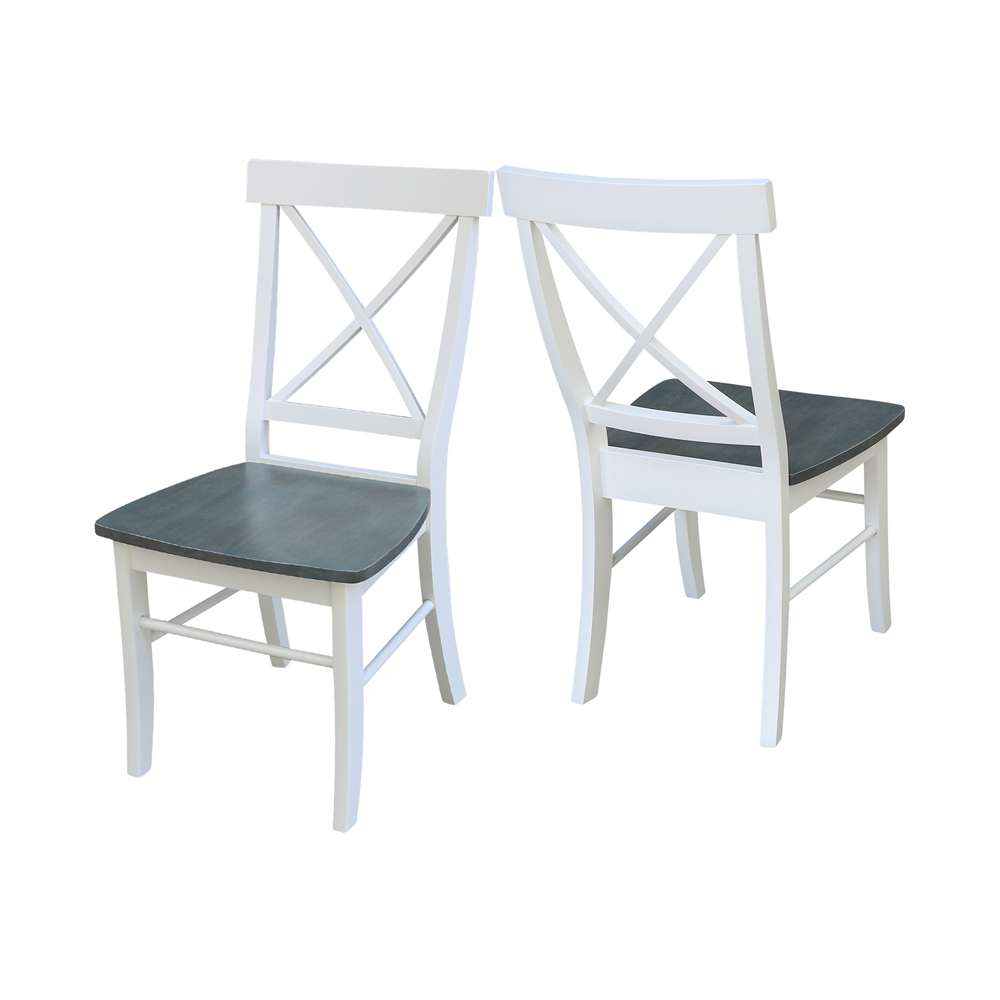 International Concepts - X-Back Chair with Solid Wood Seat in White/Heather Gray Finish (Set of 2) - C05-613P veiw 5
