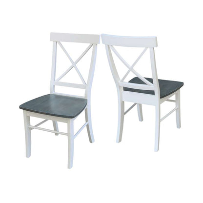 International Concepts - X-Back Chair with Solid Wood Seat in White/Heather Gray Finish (Set of 2) - C05-613P veiw 5