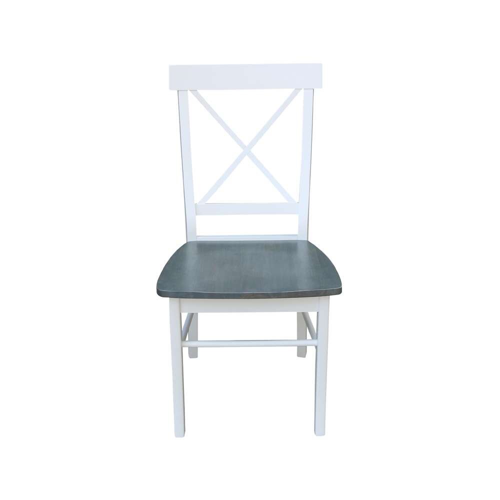 International Concepts - X-Back Chair with Solid Wood Seat in White/Heather Gray Finish (Set of 2) - C05-613P veiw 6