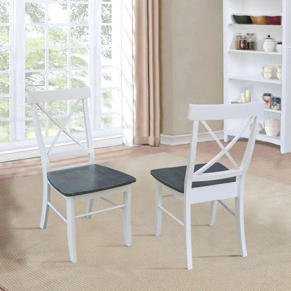 International Concepts - X-Back Chair with Solid Wood Seat in White/Heather Gray Finish (Set of 2) - C05-613P veiw 7