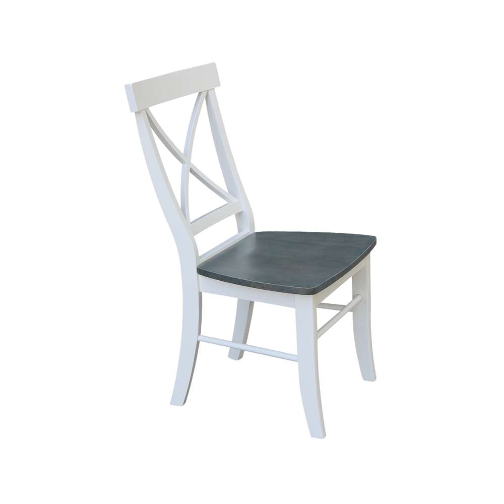 International Concepts - X-Back Chair with Solid Wood Seat in White/Heather Gray Finish (Set of 2) - C05-613P veiw 8